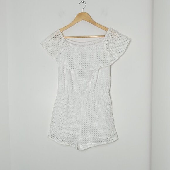 Buddy Love Women's White Cotton Blend Off Shoulder Summer Playsuit Romper Size S - Picture 1 of 10